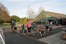 Preparing to leave Powderham café